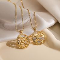 Simple Style Commute Letter Copper Plating Inlay Zircon 18k Gold Plated Pendant Necklace main image 1