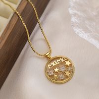 Simple Style Commute Letter Copper Plating Inlay Zircon 18k Gold Plated Pendant Necklace sku image 2