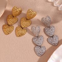 1 Par Estilo Vintage Estilo Simple Estilo Clásico Forma De Corazón Enchapado Acero Inoxidable Chapado En Oro De 18 Quilates. Pendientes De Gota main image 1