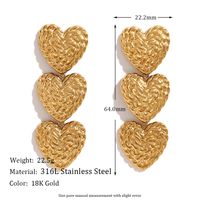 1 Par Estilo Vintage Estilo Simple Estilo Clásico Forma De Corazón Enchapado Acero Inoxidable Chapado En Oro De 18 Quilates. Pendientes De Gota sku image 2