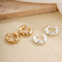 1 Pair IG Style Round Irregular Plating Pleated Copper K Gold Plated Rhodium Plated Earrings main image 1