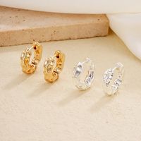 1 Pair IG Style Round Irregular Plating Pleated Copper K Gold Plated Rhodium Plated Earrings main image 2