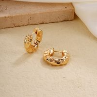 1 Pair IG Style Round Irregular Plating Pleated Copper K Gold Plated Rhodium Plated Earrings main image 4