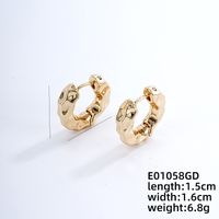 1 Pair IG Style Round Irregular Plating Pleated Copper K Gold Plated Rhodium Plated Earrings sku image 1