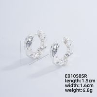 1 Pair IG Style Round Irregular Plating Pleated Copper K Gold Plated Rhodium Plated Earrings sku image 2