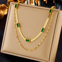 Retro Solid Color Titanium Steel Layered Plating 18k Gold Plated Necklace sku image 1