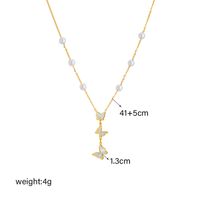 Korean Style Butterfly Titanium Steel Plating 18k Gold Plated Necklace main image 3