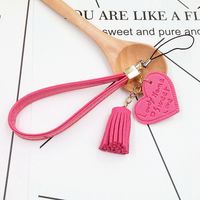 Sweet Heart Shape Pu Leather Plating Bag Pendant Keychain main image 4