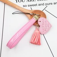 Sweet Heart Shape Pu Leather Plating Bag Pendant Keychain sku image 3