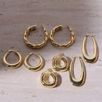 1 Pair Simple Style Round Plating 201 Stainless Steel 304 Stainless Steel Gold Plated Earrings main image 2
