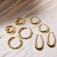 1 Pair Simple Style Round Plating 201 Stainless Steel 304 Stainless Steel Gold Plated Earrings main image 3