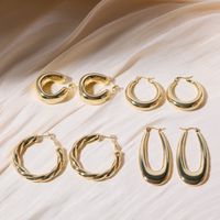 1 Pair Simple Style Round Plating 201 Stainless Steel 304 Stainless Steel Gold Plated Earrings main image 8