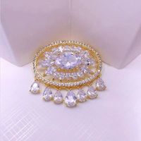 Elegant Glam Luxurious Round Brass Plating Inlay Zircon Women's Brooches 1 Piece sku image 4