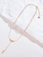 Elegante Diseño Original Color Sólido Perla Artificial Cobre Enchapado Chapado En Oro De 18 Quilates. Plateado Collar main image 3