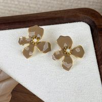 1 Pair Lady Flower Plating Alloy Gold Plated Ear Studs main image 6