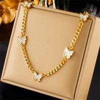 Korean Style Butterfly Titanium Steel Plating 18k Gold Plated Necklace main image 1