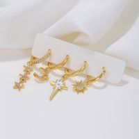 1 Set Cute Sweet Star Moon Plating Inlay Brass Zircon 18k Gold Plated Silver Plated Drop Earrings main image 4