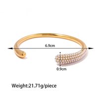 Rétro Géométrique Acier Inoxydable Placage Incruster Perles Artificielles Strass Bracelets Manchette main image 4