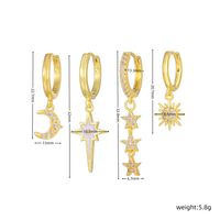 1 Set Cute Sweet Star Moon Plating Inlay Brass Zircon 18k Gold Plated Silver Plated Drop Earrings main image 2