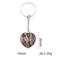 Simple Style Heart Shape Natural Stone Polishing Crystal Keychain main image 2
