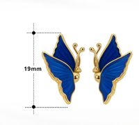 1 Pair Original Design Simple Style Animal Butterfly Polishing Enamel Plating Sterling Silver 14k Gold Plated White Gold Plated Ear Studs main image 2