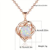 Elegant Heart Shape Copper Inlay Zircon Rose Gold Plated Pendant Necklace main image 5