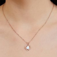 Elegant Heart Shape Copper Inlay Zircon Rose Gold Plated Pendant Necklace main image 3