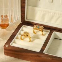 304 Stainless Steel 18K Gold Plated Simple Style Polishing Plating Inlay Star Moon Eye Natural Stone Zircon Rings main image 1