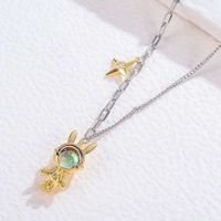 Cute Rabbit Copper Plating Inlay Zircon 18k Gold Plated Silver Plated Pendant Necklace main image 4