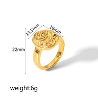 304 Stainless Steel 18K Gold Plated Simple Style Polishing Plating Inlay Star Moon Eye Natural Stone Zircon Rings main image 6
