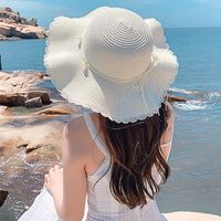 Women's Sweet Pastoral Color Block Bowknot Side Of Fungus Straw Hat main image 5