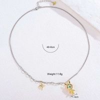 Cute Rabbit Copper Plating Inlay Zircon 18k Gold Plated Silver Plated Pendant Necklace sku image 1