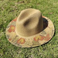 Women's Simple Style Color Block Flat Eaves Straw Hat main image 5