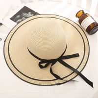 Women's Simple Style Classic Style Color Block Wide Eaves Straw Hat main image 1
