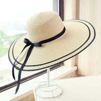 Women's Simple Style Classic Style Color Block Wide Eaves Straw Hat main image 5