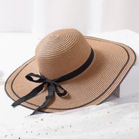 Women's Simple Style Classic Style Color Block Wide Eaves Straw Hat sku image 1
