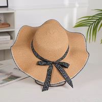 Women's Simple Style Color Block Flat Eaves Straw Hat main image 1