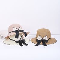 Women's Simple Style Color Block Flat Eaves Straw Hat main image 1