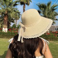 Women's Simple Style Commute Color Block Flat Eaves Straw Hat sku image 2