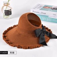 Women's Simple Style Bow Knot Crimping Wool Cap sku image 3