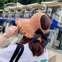 Women's Simple Style Bow Knot Crimping Wool Cap main image 2