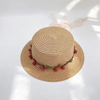 Women's Simple Style Color Block Flat Eaves Straw Hat main image 5