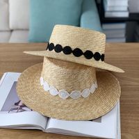 Women's Simple Style Commute Color Block Flat Eaves Straw Hat main image 1