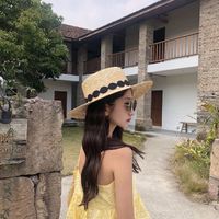 Women's Simple Style Commute Color Block Flat Eaves Straw Hat main image 4