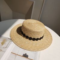 Women's Simple Style Commute Color Block Flat Eaves Straw Hat main image 2