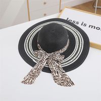 Women's Elegant Simple Style Color Block Printing Flat Eaves Straw Hat sku image 1