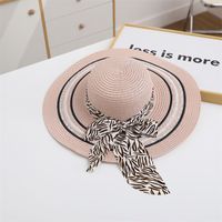 Women's Elegant Simple Style Color Block Printing Flat Eaves Straw Hat sku image 3