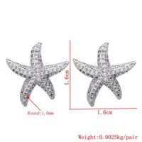 1 Pair Cute Starfish Plating Inlay Copper Zircon White Gold Plated Ear Studs main image 2