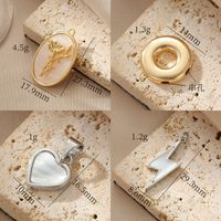 Simple Style Round Heart Shape Flower Copper Plating Inlay Shell Charms Jewelry Accessories main image 1