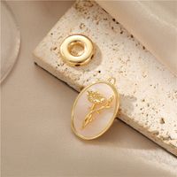 Simple Style Round Heart Shape Flower Copper Plating Inlay Shell Charms Jewelry Accessories main image 5